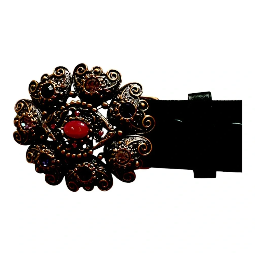 Jeweled Leather Belt, Medium Size